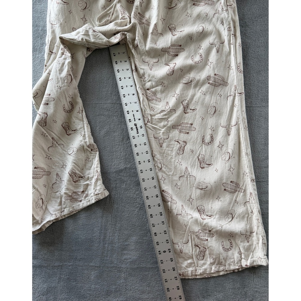 Cali 1850 Western Print Pajama Pants Cream Linen Blend Wide Leg XL Womens - Picture 6 of 8